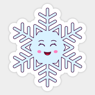 Cartoon Kawaii Snowflake with Smiling Eyes Sticker